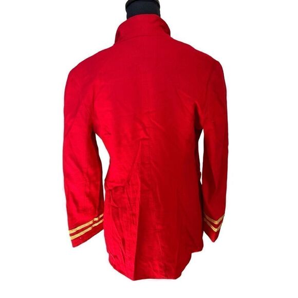 BANU Paris Vintage Red Nautical Jacket Blazer with Gold Accents Sz 6 - Picture 3 of 7